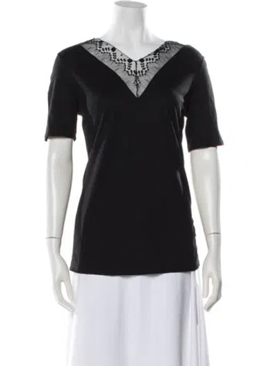 Pre-owned Sandro V-neck Short Sleeve T-shirt In Black