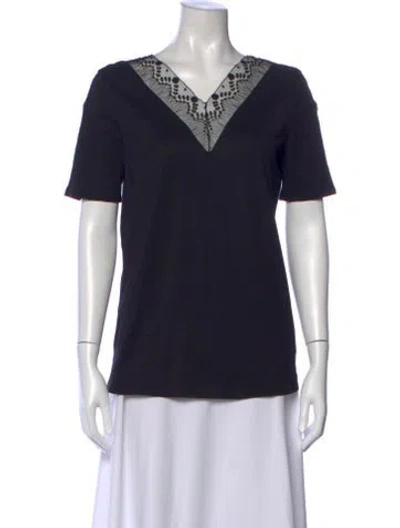 Pre-owned Sandro V-neck Short Sleeve T-shirt In Black