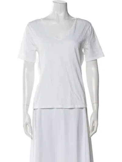 Pre-owned Sandro V-neck Short Sleeve T-shirt In White