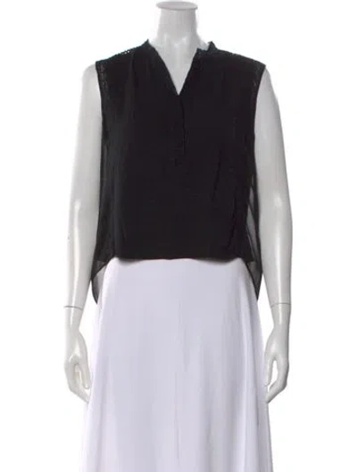Pre-owned Sandro V-neck Sleeveless Blouse In Blue