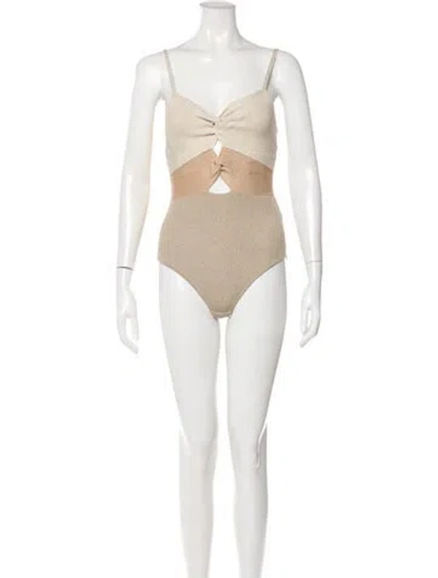 Pre-owned Sandro V-neck Sleeveless Bodysuit In Brown