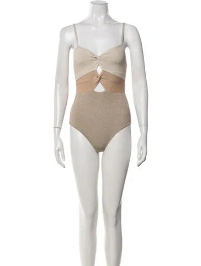 Pre-owned Sandro V-neck Sleeveless Bodysuit In Neutrals