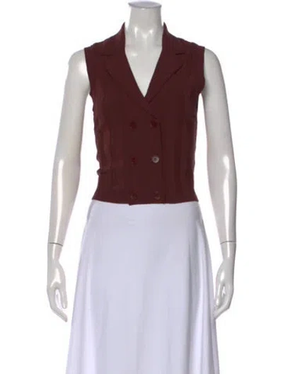 Pre-owned Sandro V-neck Sleeveless Button-up Top W/ Tags In Brown