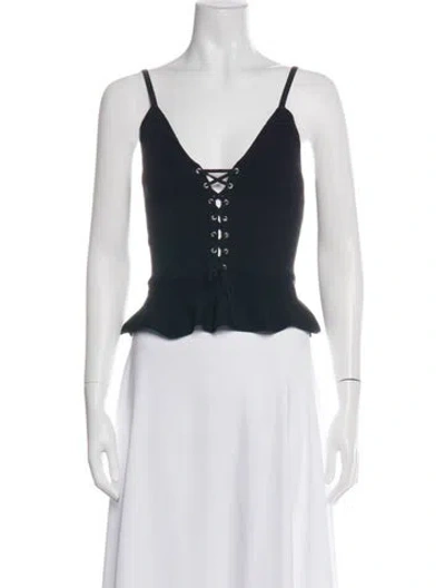 Pre-owned Sandro V-neck Sleeveless Crop Top In Blue