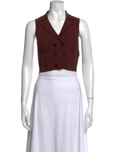Pre-owned Sandro V-neck Sleeveless Crop Top In Brown