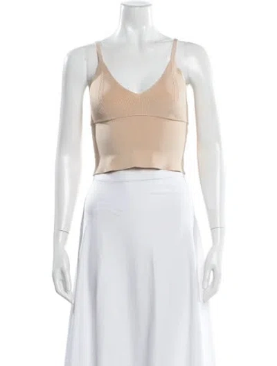 Pre-owned Sandro V-neck Sleeveless Crop Top In Neutral