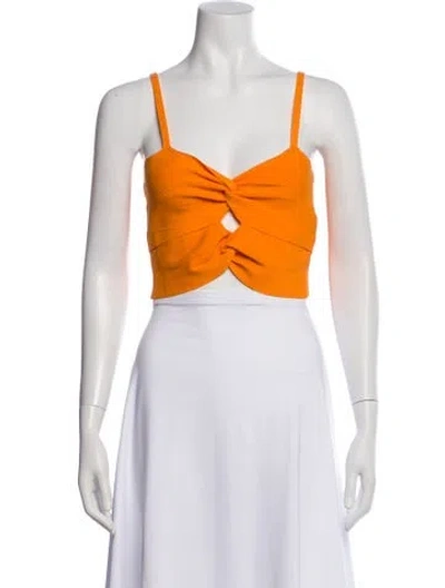 Pre-owned Sandro V-neck Sleeveless Crop Top In Orange