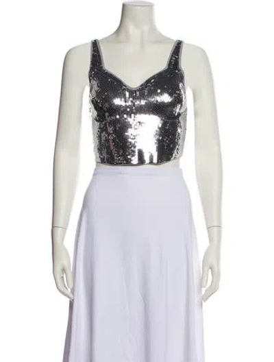 Pre-owned Sandro V-neck Sleeveless Crop Top In Purple