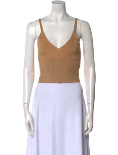 Pre-owned Sandro V-neck Sleeveless Crop Top W/ Tags In Gold