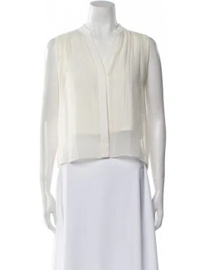 Pre-owned Sandro V-neck Sleeveless Crop Top In White