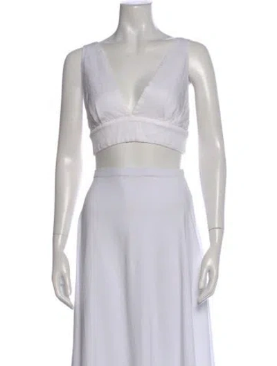 Pre-owned Sandro V-neck Sleeveless Crop Top In White