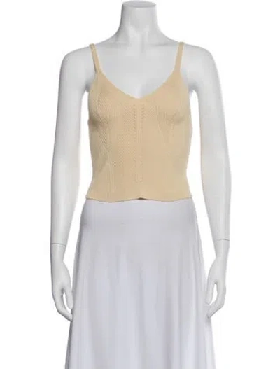 Pre-owned Sandro V-neck Sleeveless Crop Top In Yellow