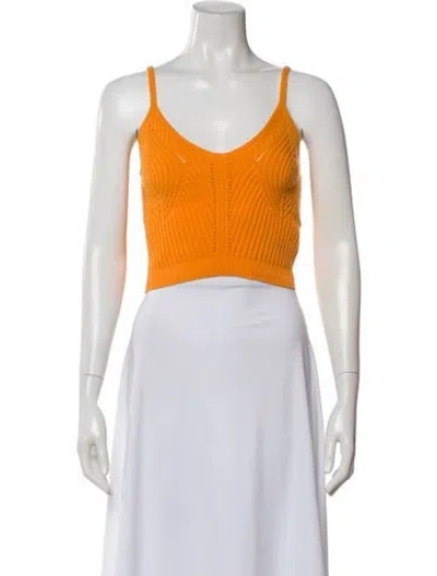 Pre-owned Sandro V-neck Sleeveless Crop Top In Yellow