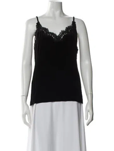 Pre-owned Sandro V-neck Sleeveless Top In Black