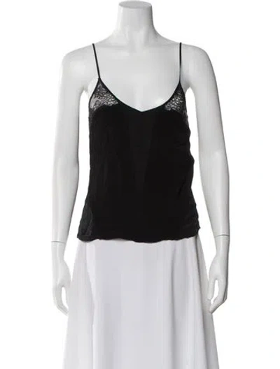 Pre-owned Sandro V-neck Sleeveless Top In Black