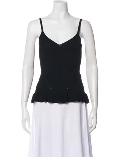 Pre-owned Sandro V-neck Sleeveless Top In Black