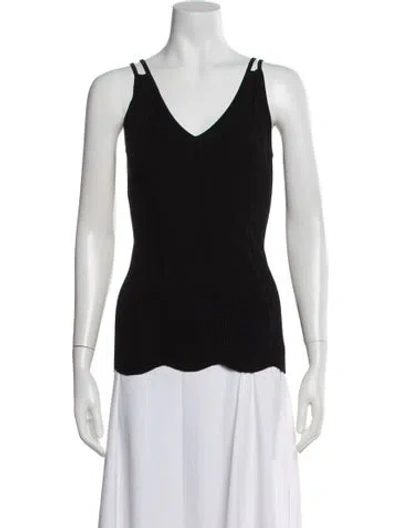 Pre-owned Sandro V-neck Sleeveless Top In Black