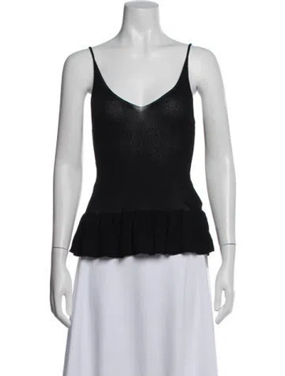 Pre-owned Sandro V-neck Sleeveless Top In Black