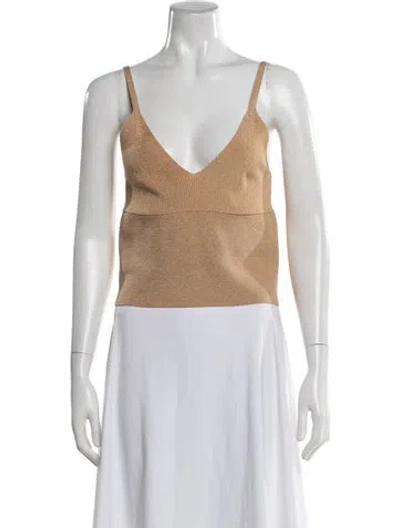 Pre-owned Sandro V-neck Sleeveless Top In Neutral