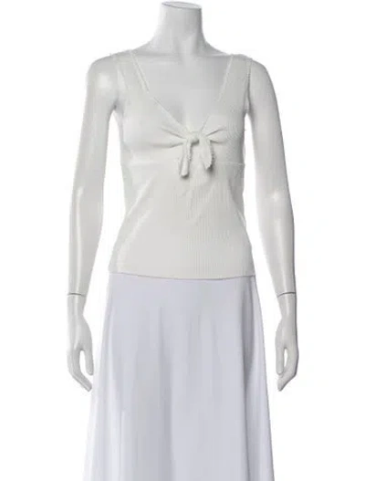 Pre-owned Sandro V-neck Sleeveless Top In Neutral