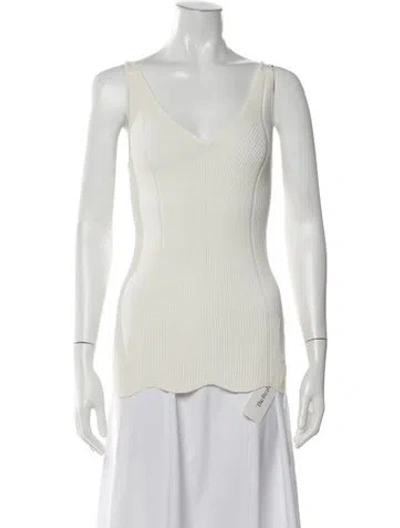 Pre-owned Sandro V-neck Sleeveless Top In Neutrals