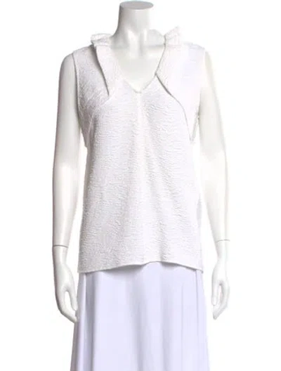 Pre-owned Sandro V-neck Sleeveless Top In White