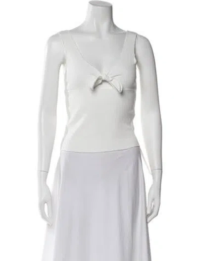 Pre-owned Sandro V-neck Sleeveless Top In White