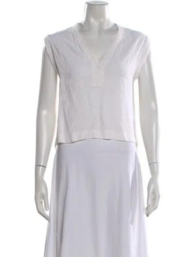 Pre-owned Sandro V-neck Sleeveless Top In White