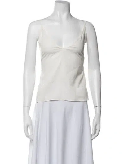 Pre-owned Sandro V-neck Sleeveless Top In White