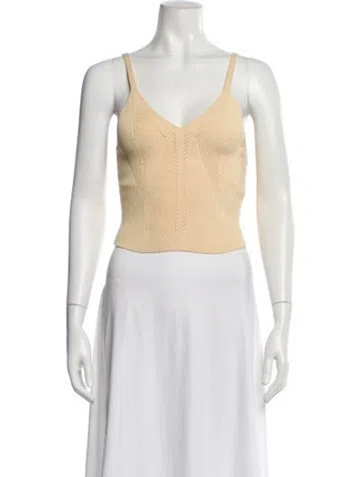 Pre-owned Sandro V-neck Sleeveless Top In Yellow