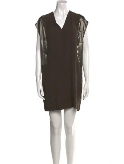 Pre-owned Sandro V-neck Sleeveless Tunic In Green