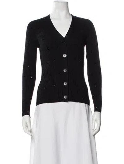 Pre-owned Sandro V-neck Sweater In Black