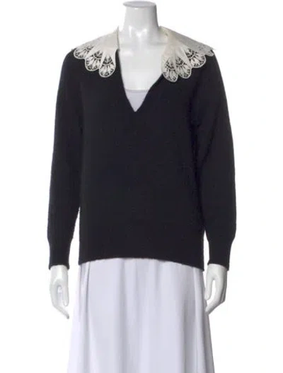 Pre-owned Sandro V-neck Sweater In Black