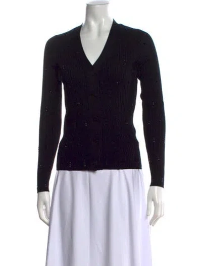 Pre-owned Sandro V-neck Sweater In Black