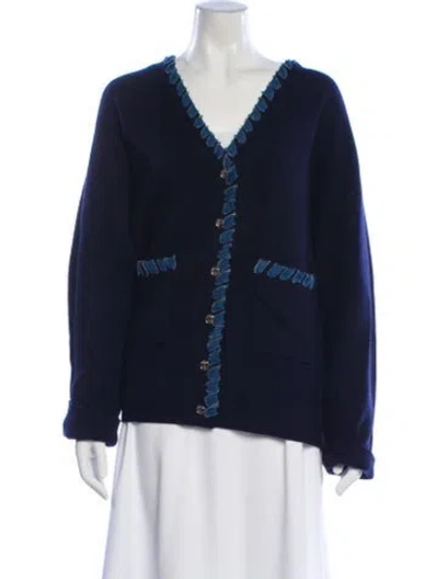 Pre-owned Sandro V-neck Sweater In Blue