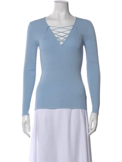 Pre-owned Sandro V-neck Sweater In Blue