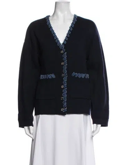 Pre-owned Sandro V-neck Sweater In Blue