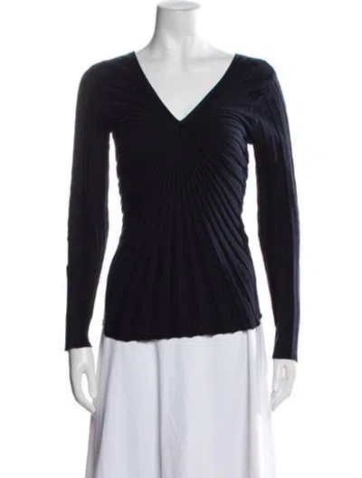 Pre-owned Sandro V-neck Sweater In Blue
