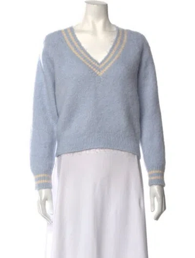 Pre-owned Sandro V-neck Sweater In Blue
