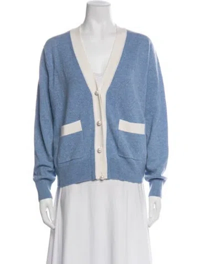Pre-owned Sandro V-neck Sweater In Blue