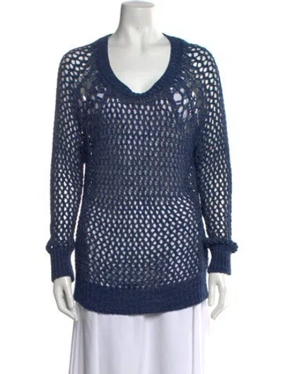 Pre-owned Sandro V-neck Sweater In Blue
