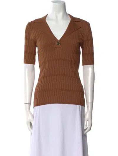 Pre-owned Sandro V-neck Sweater In Brown