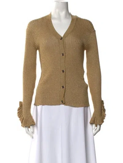 Pre-owned Sandro V-neck Sweater In Gold