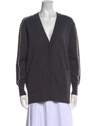 Pre-owned Sandro V-neck Sweater In Gray