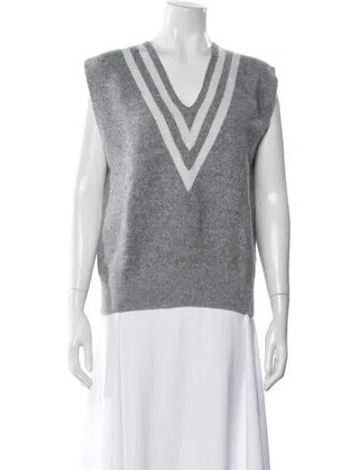 Pre-owned Sandro V-neck Sweater In Gray