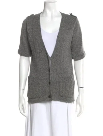 Pre-owned Sandro V-neck Sweater In Gray