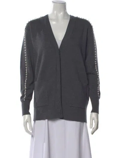 Pre-owned Sandro V-neck Sweater In Gray