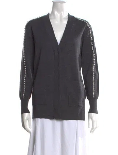 Pre-owned Sandro V-neck Sweater In Gray