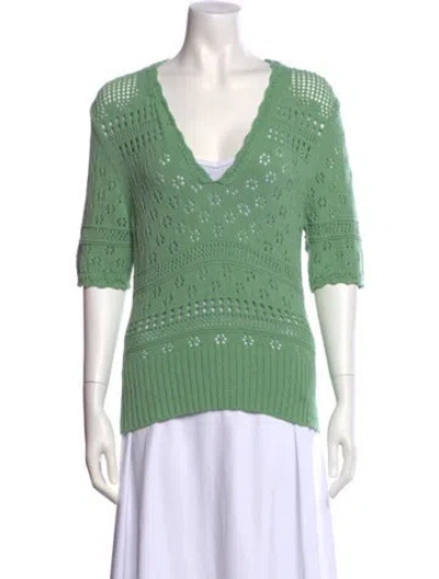 Pre-owned Sandro V-neck Sweater In Green