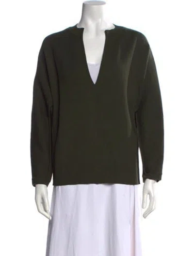 Pre-owned Sandro V-neck Sweater In Green